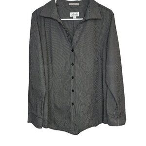 Foxcroft Wrinkle Free Shirt XL Black White Gingham Button Up L/S Blouse‎ Classic